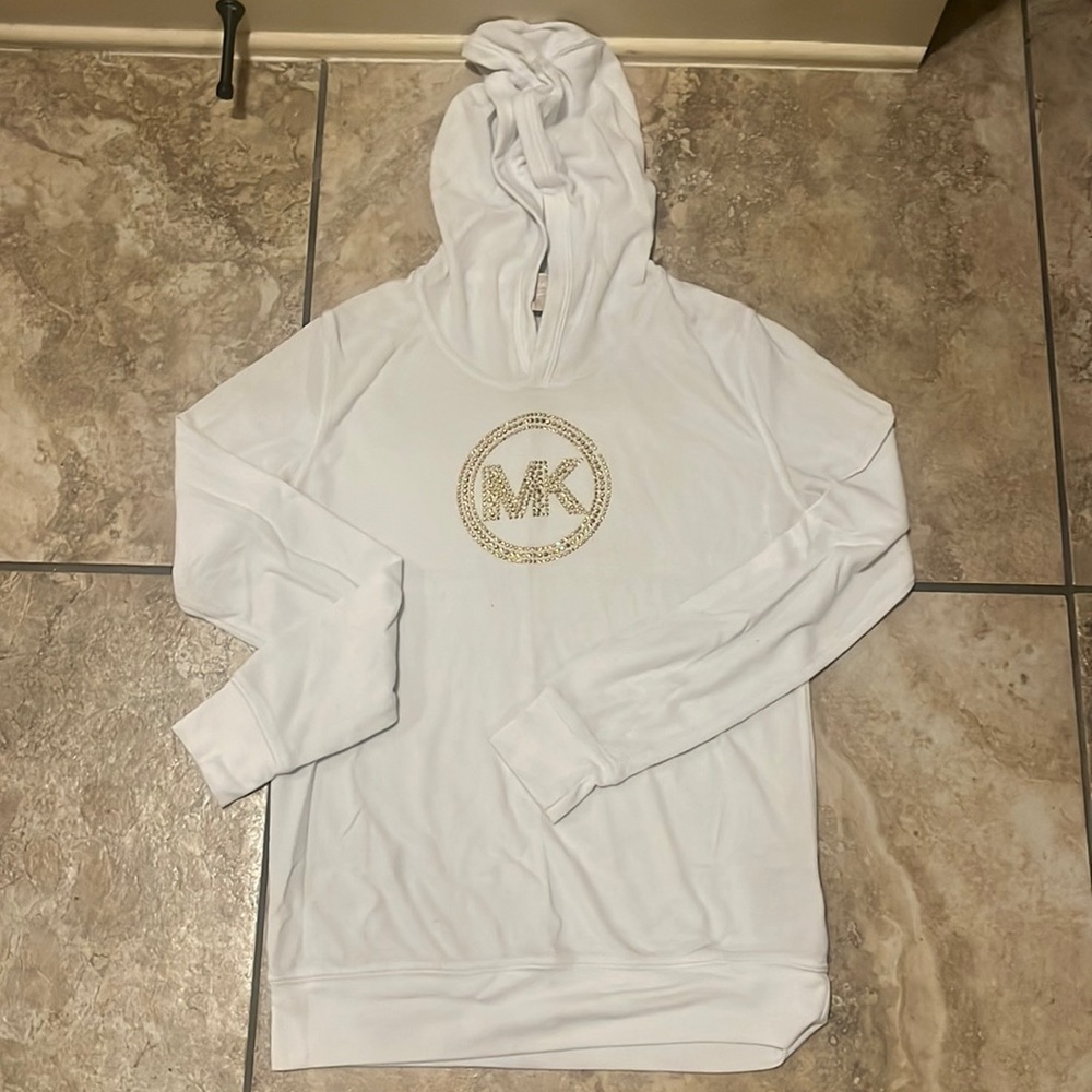 White hoodie, Michael Kors long sleeve, pullover.